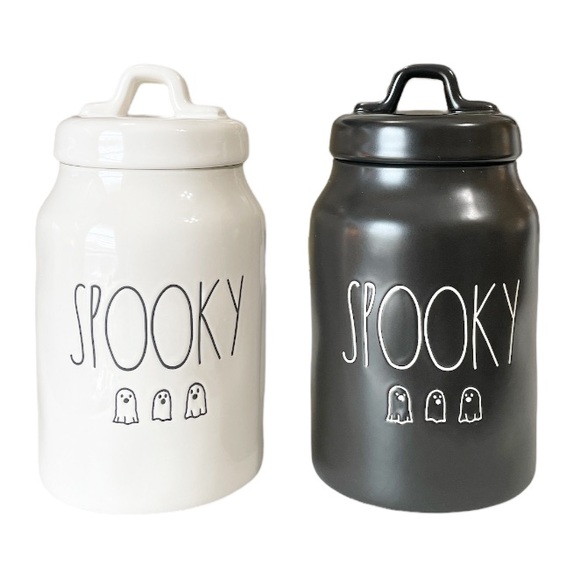 NEW Rae Dunn SPOOKY 👻👻👻 Canister Set/2
